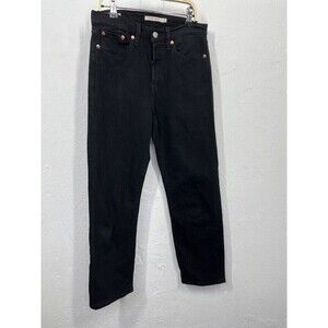 LEVI'S WOMEN WEDGIE STRAIGHT BLACK BUTTON FLY JEANS SIZE 25 INSEAM 27